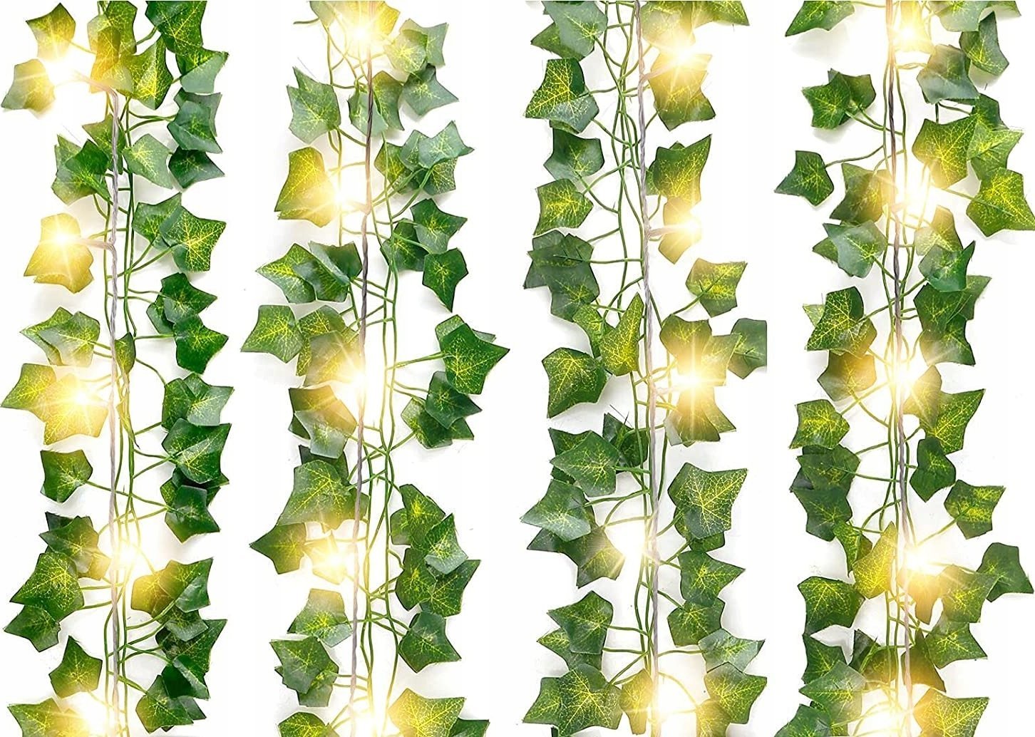 AD Accessories SZTUCZNY BLUSZCZ LED x 12 Na Ścianę Balkon Girlanda Sztuczne Liście 25 M