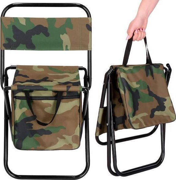 Springos Krzesło wędkarskie składane z torbą, turystyczne krzesełko z uchwytem, moro UNIWERSALNY