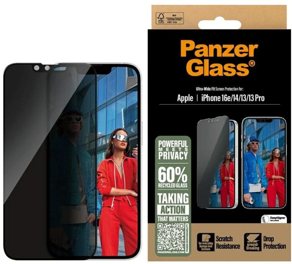 PanzerGlass Ultra-Wide Fit - szkło prywatyzujące do iPhone 16E/14/13/13 Pro czarna ramka - Gwarancja bezpieczeństwa. Proste raty. Bezpłatna wysyłka od
