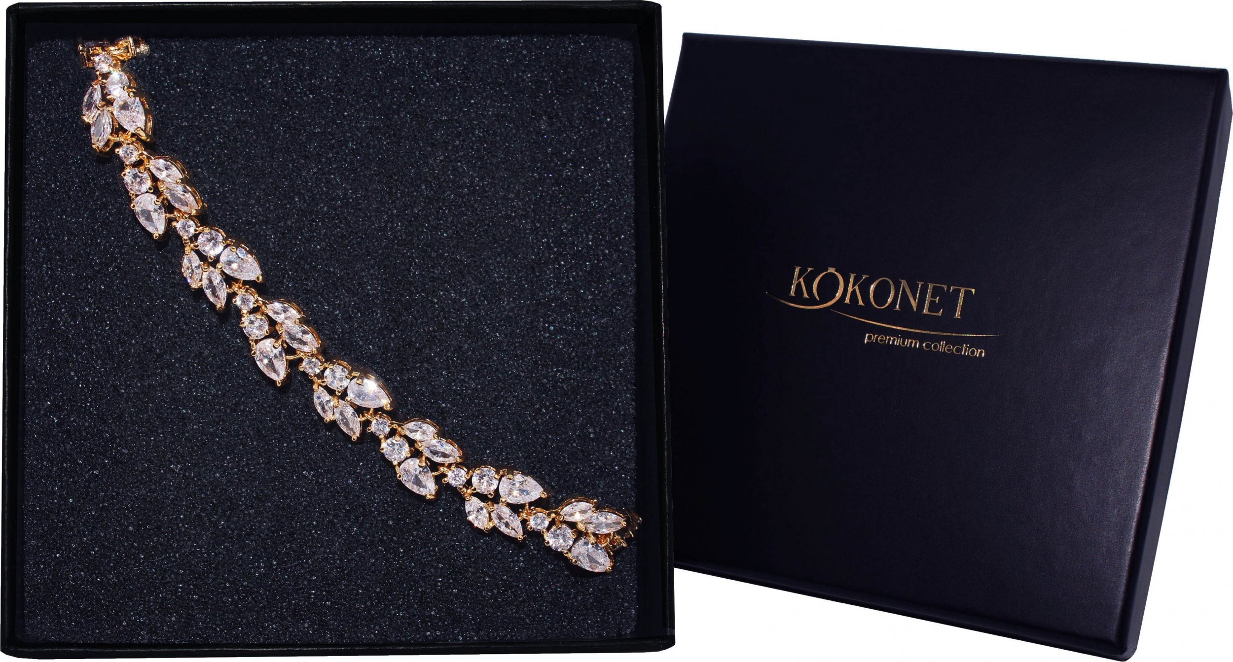 KOKONET BRANSOLETKA ślubna rustic ZŁOTA listki EXCLUSIVE