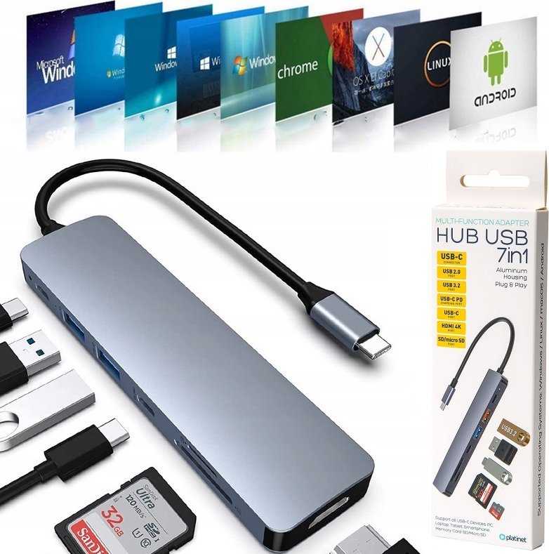 Adapter USB Platinet Platinet adapter Multimedia 7in1 (45985)