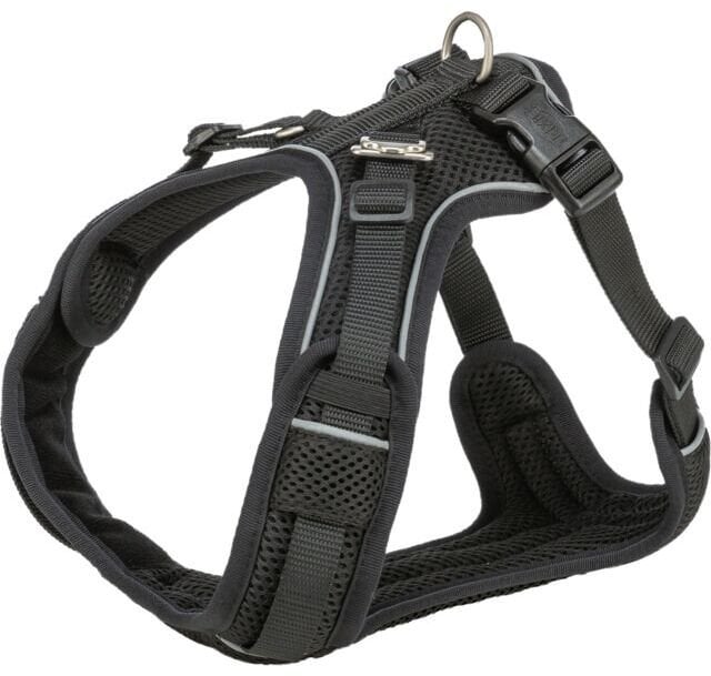 Premium FlexMesh, szelki, dla psa, czarne, M: 58–80 cm/20 mm, dostosowane dla mopsów i buldogów