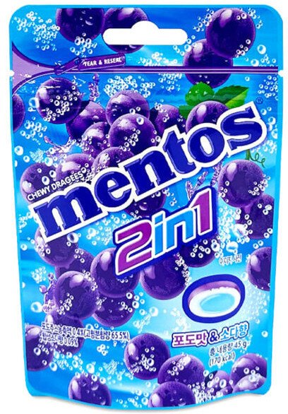 Cukierki, draże Grape Soda 2in1 winogronowe 45g - Mentos