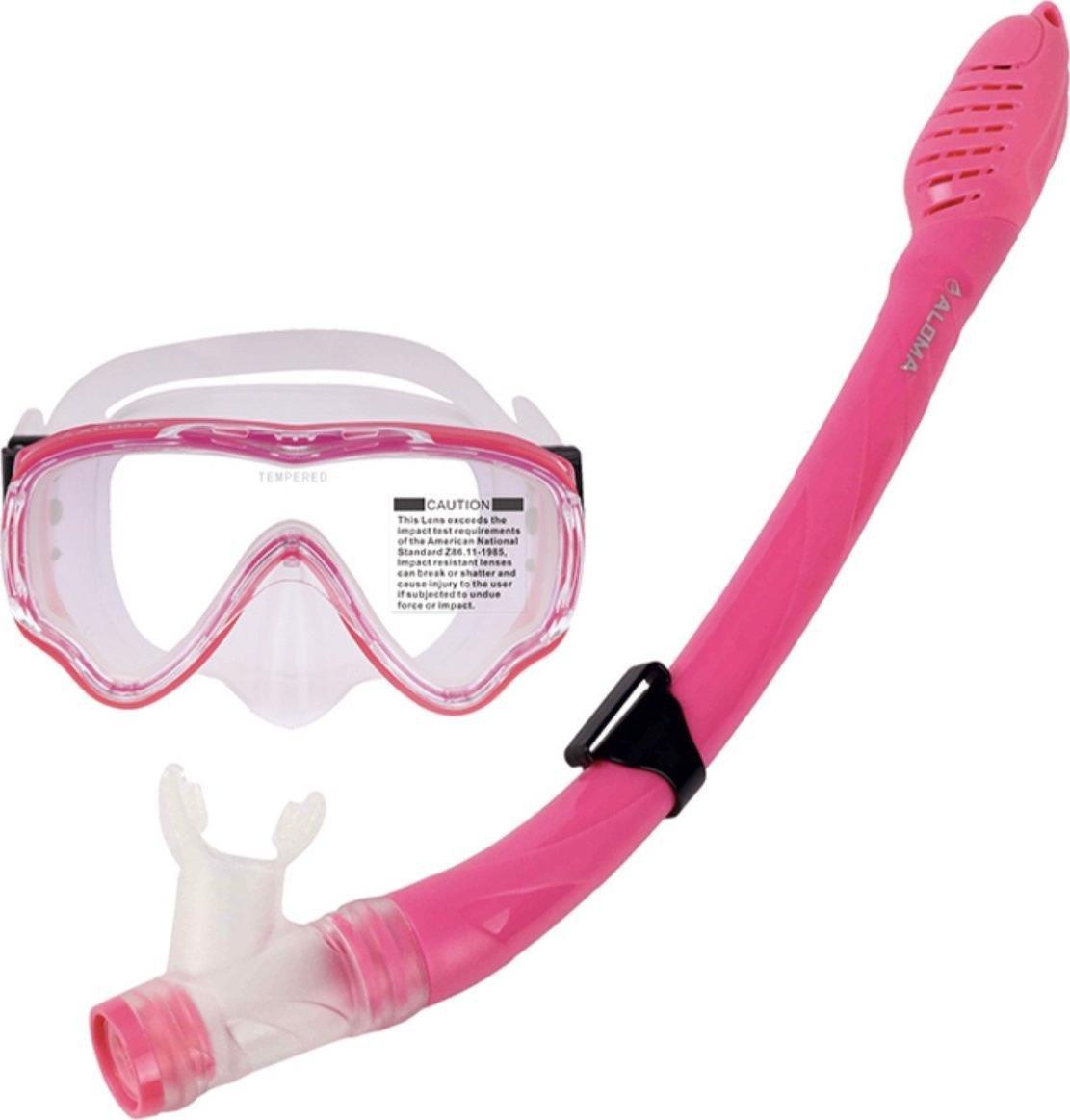 Aloma Zestaw do nurkowania i snorkelingu CT-3 dla dzieci w wieku 5-12 lat, składający się z maski i fajki do nurkowania, pojedyncze soczewki, różowy