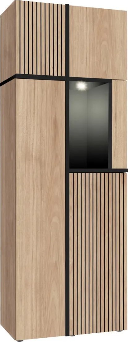 ASM Meble Witryna wysoka CROSS LED hickory jackson/czarna ASM Meble