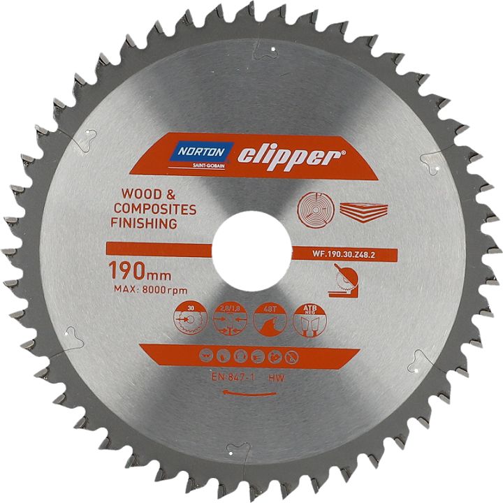 Norton Clipper Piła tarczowa 190x30mm, 48z, do drewna i kompozytów (70184608096)