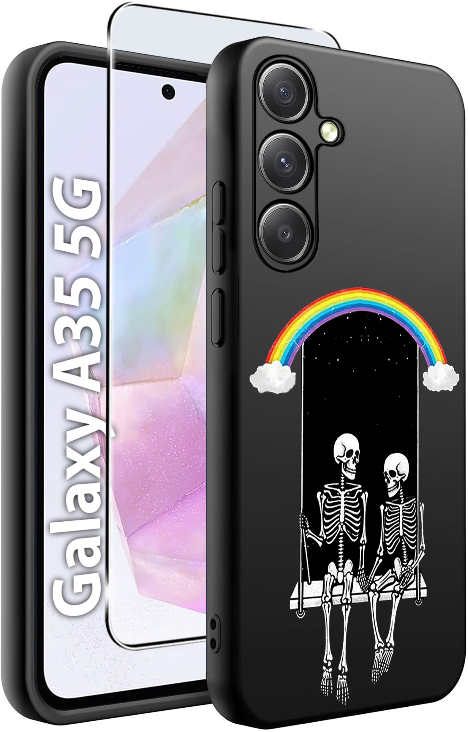 ETUI do Samsung A35 5G WZORY | SILIKONOWE MATT CASE + SZKŁO HARTOWANE 9H