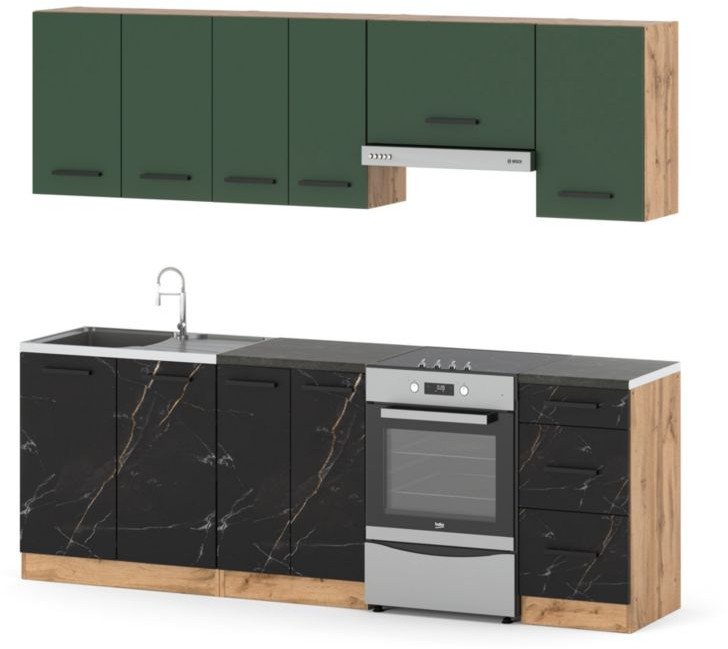 Kuchnia Duża Modułowa Vero 2.6m Duża Wotan Butelkowa Zieleń San Sebastian