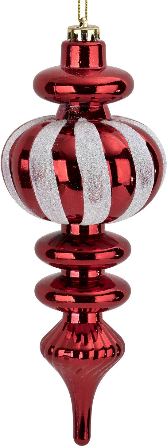 Bombka sopel 30 cm czerwono-biała plastikowa