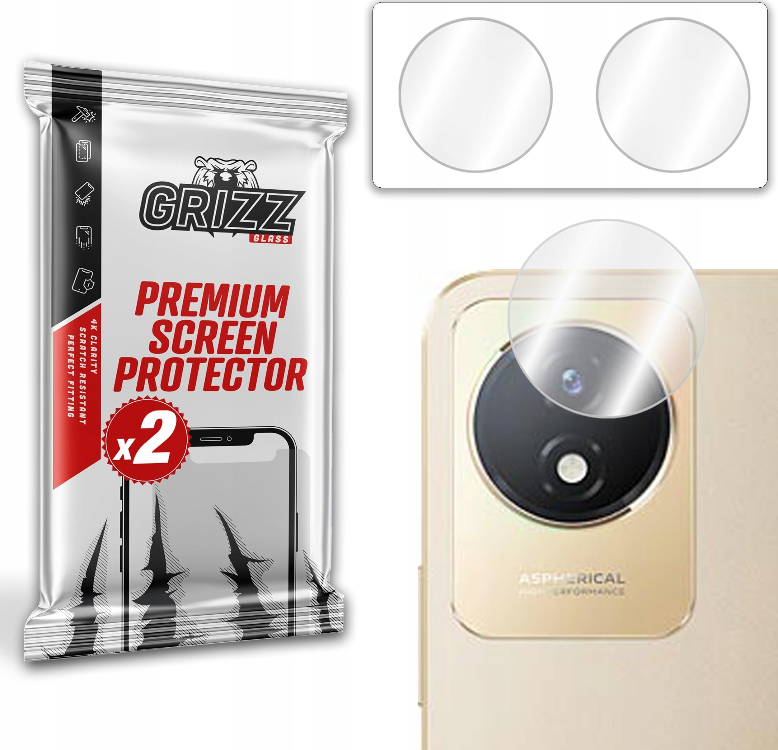 GrizzGlass Szkło na aparat GrizzGlass HybridGlass Camera Vivo Y02t