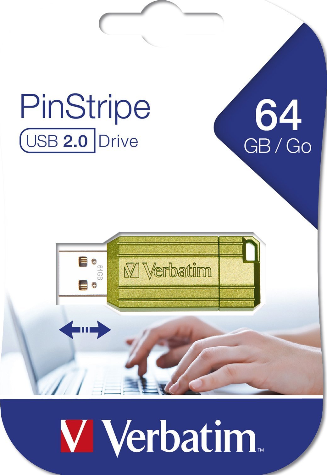 Pendrive Verbatim Verbatim USB flash disk, USB 2.0, 64GB, Store,N,Go PinStripe, zielony, 49964, do archiwizacji danych