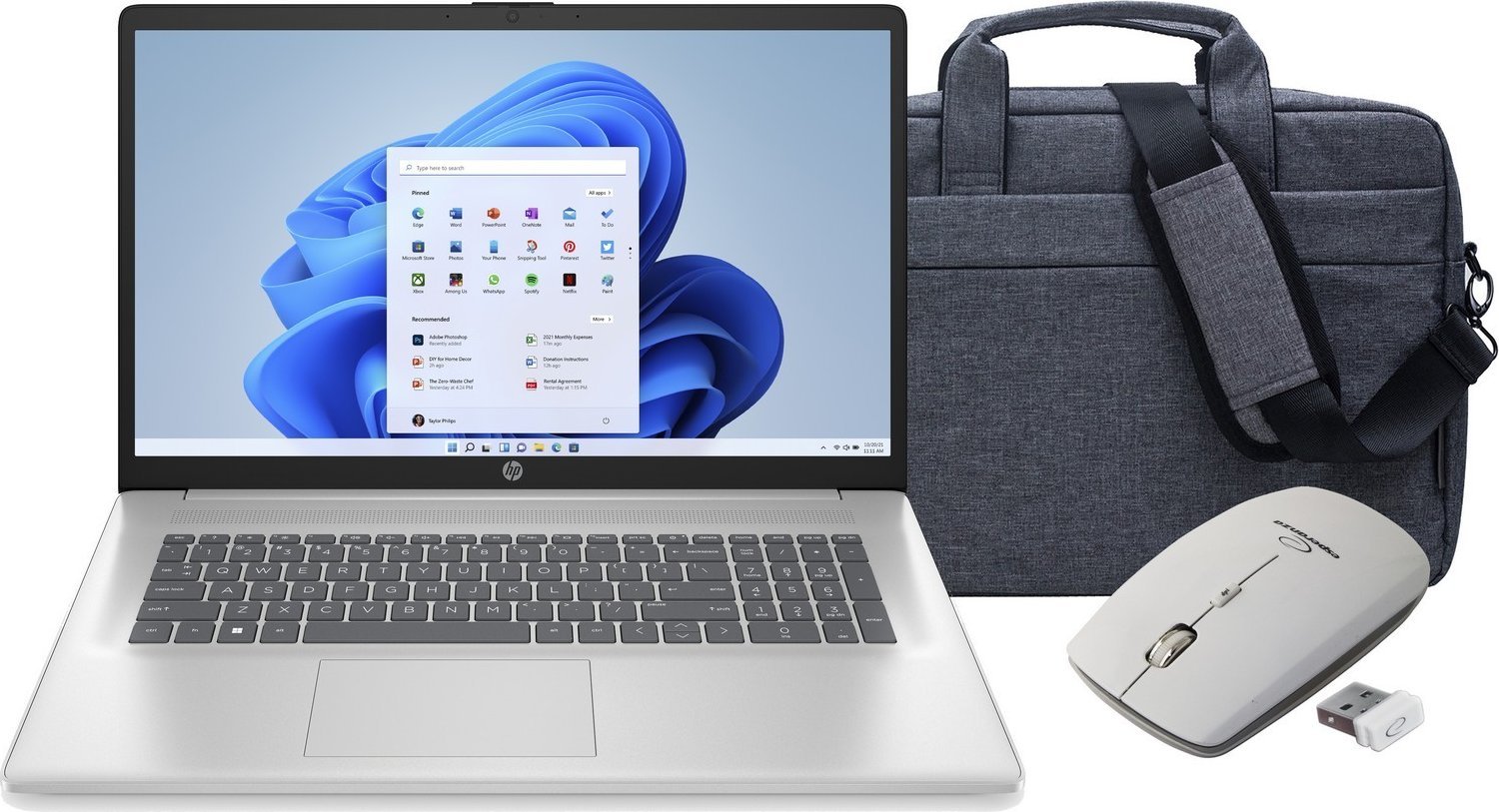 Zestaw HP 17-cn / 8M5Q4UA / Mysz / Torba / Intel i5-13 / 16GB / SSD 512GB / Intel Xe / FullHD / Win 11 / Srebrny