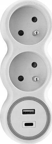 Plastrol Rozgałęźnik sieciowy dwukrotny + USB-A + USB-C