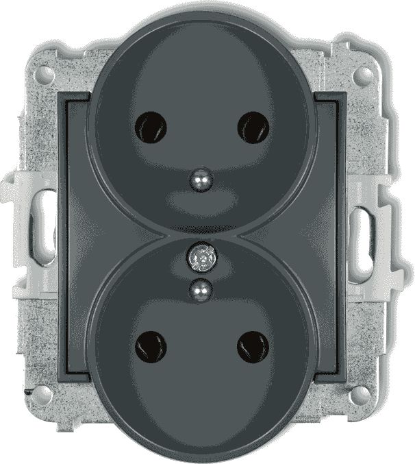 Karlik MINI Gniazdo podwójne z/u grafitowy mat 28MGPR-2z