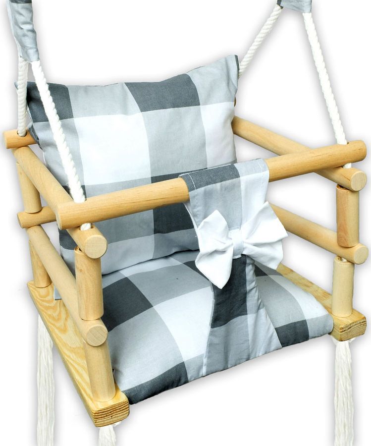 Huśtawka Elior Huśtawka drewniana 3w1 w kratkę - Norsa