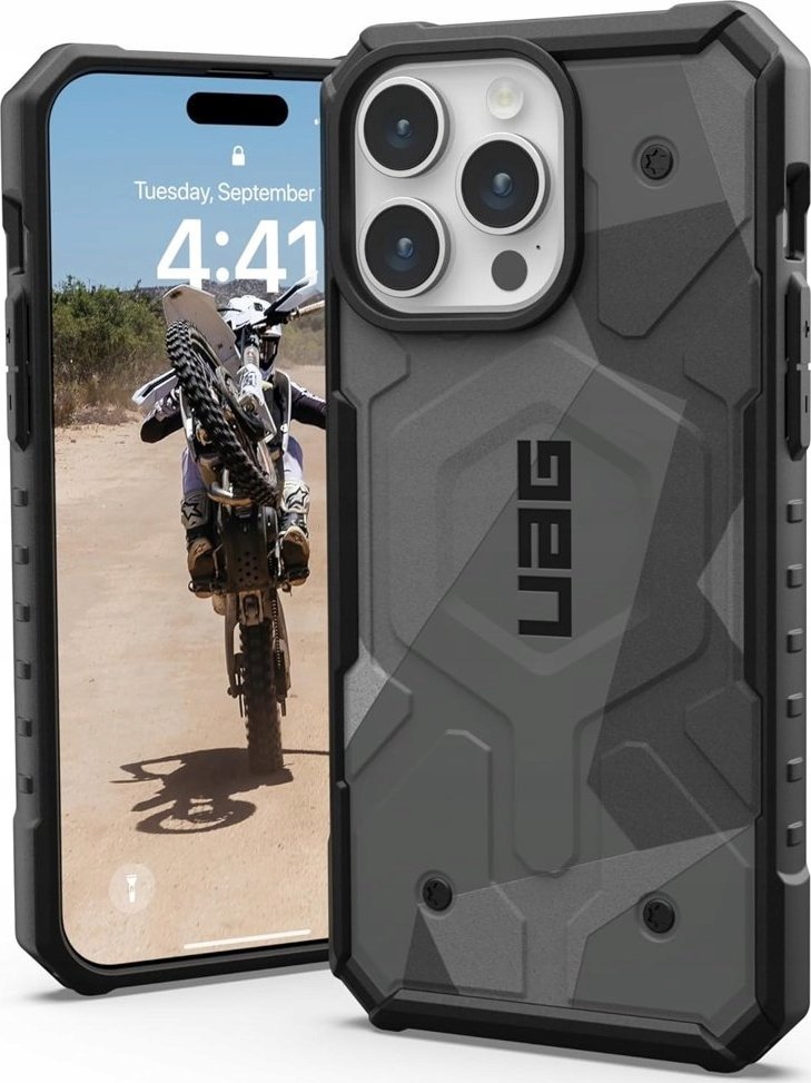 UAG Etui UAG Pathfinder MagSafe do iPhone 15 Pro Max - szare moro