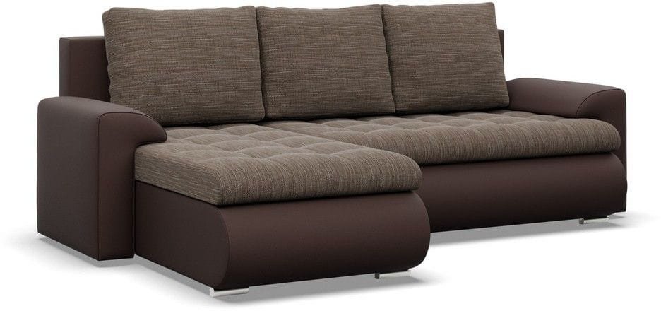 Narożnik rozkładany, lewy, Bosco, plecionka, ekoskóra, 230x159x89 cm, brązowy | TYLETEGOTU