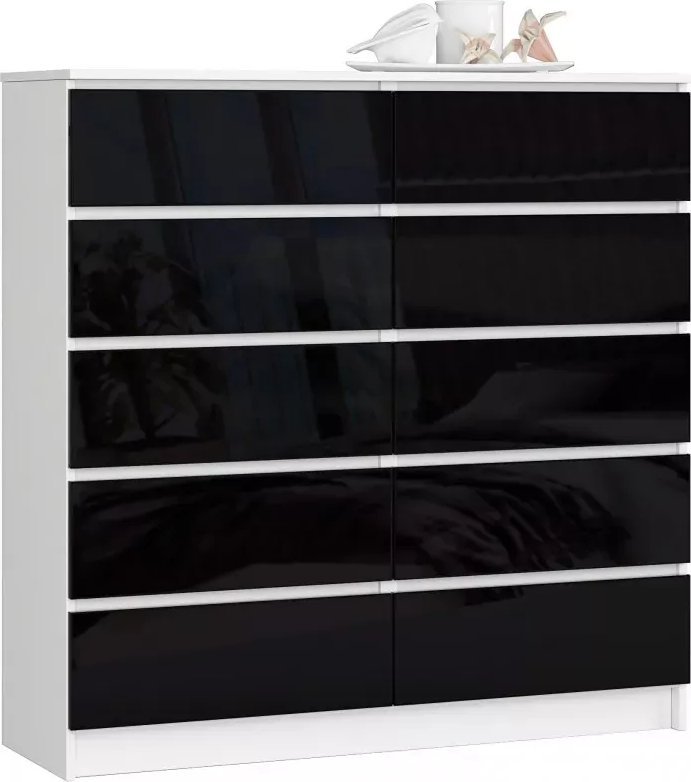 Elior Komoda do biura biała + czarny połysk - Mirune 4X