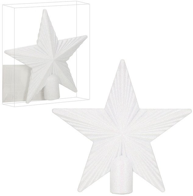 Springos Czubek na choinkę gwiazda 21 cm szpic brokatowy ozdoba świąteczna biały UNIWERSALNY