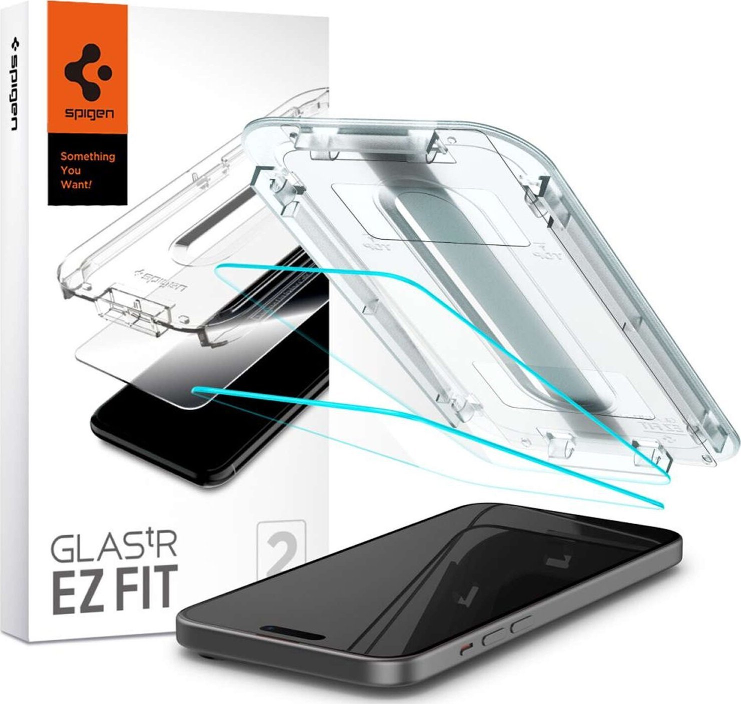 Spigen 2x Szkło hartowane do iPhone 15 Spigen Glas.TR "EZ FIT" Clear