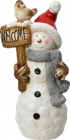 Figurka Kaemingk Bałwan z tabliczką figurka świąteczna ozdobna 34,5 x 12 cm