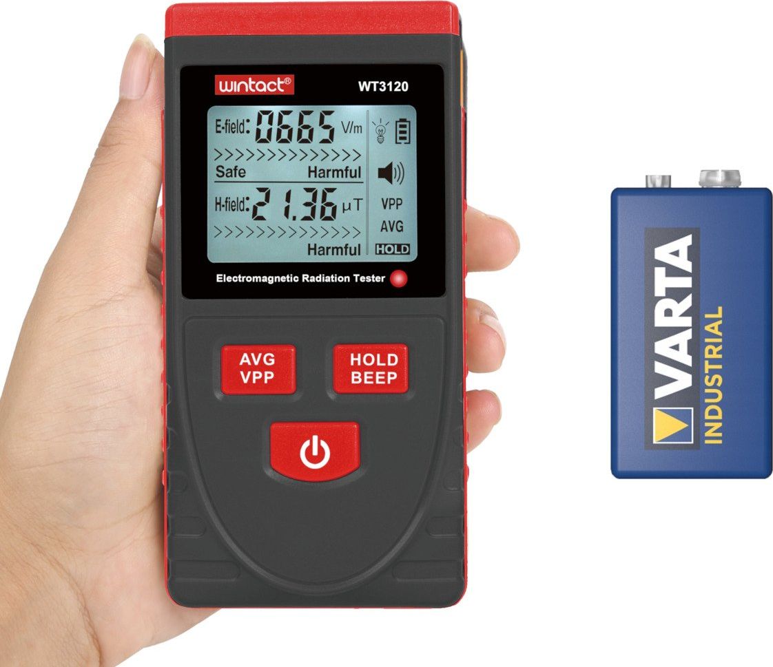 Wintact Miernik pola elektromagnetycznego WT3120 + bateria Varta 9V uniwersalny