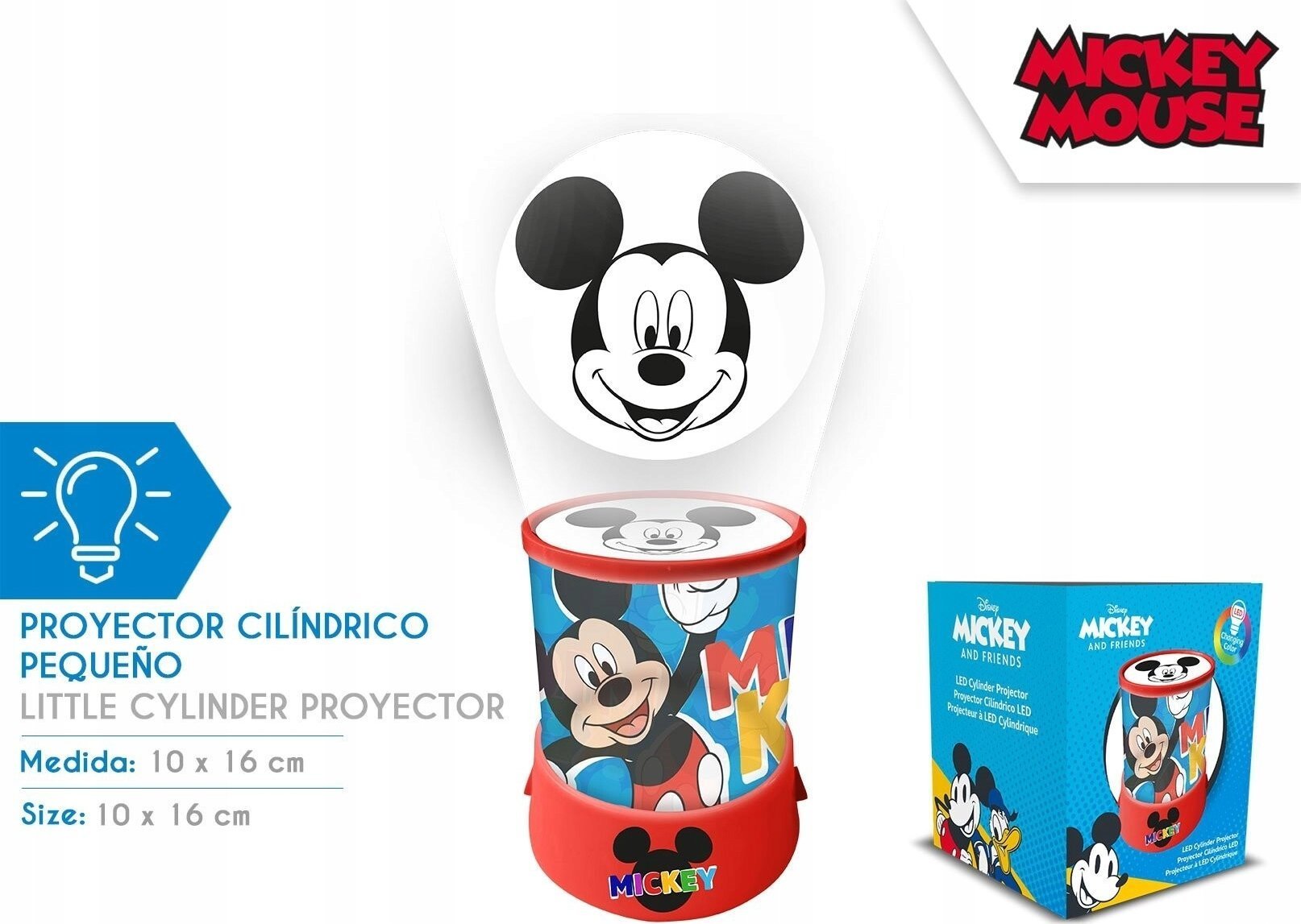 Kids Euroswan Projektor cylindryczny LED Mickey Mouse MK30024 Kids Euroswan