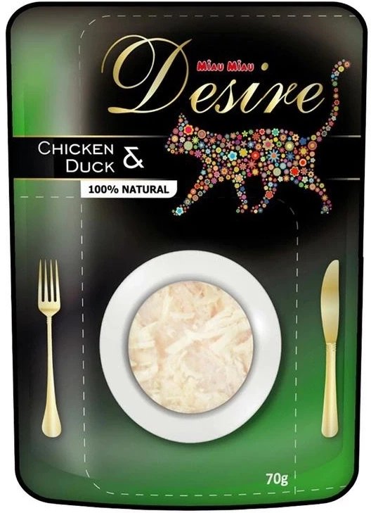 MIAU MIAU DESIRE saszetka 70g KOT KURCZAK + KACZKA W ZUPIE