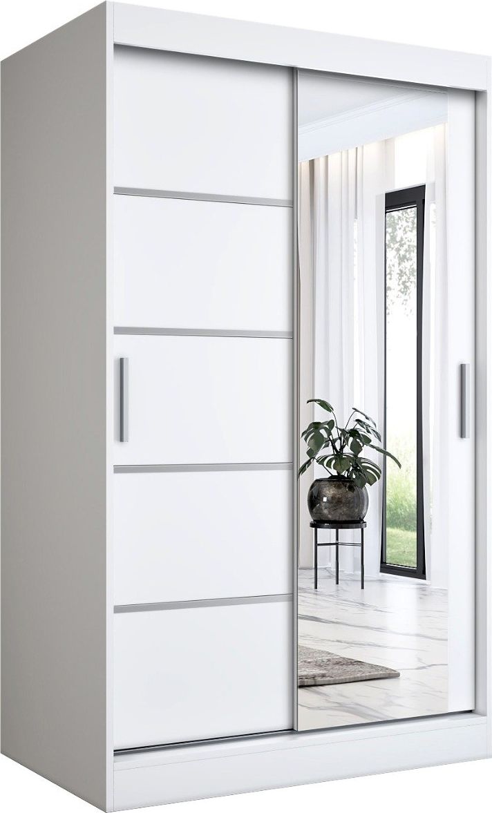MKPOL Szafa przesuwna MODUO COMFORT 2 120 biała mat z lustrem