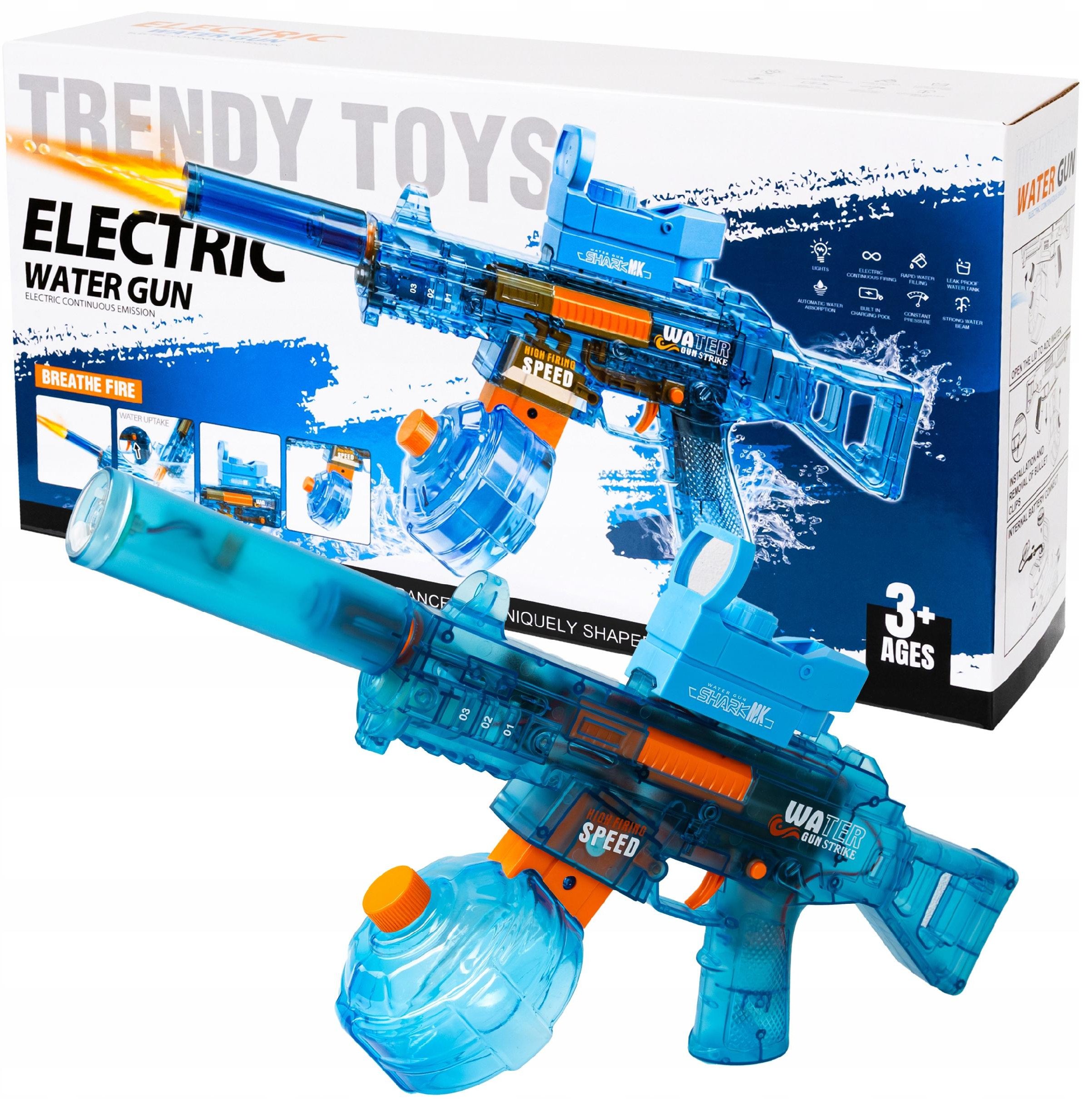 Elektryczny Pistolet Na Wodę Karabin Dioda Led Akumulator 1200 Mah