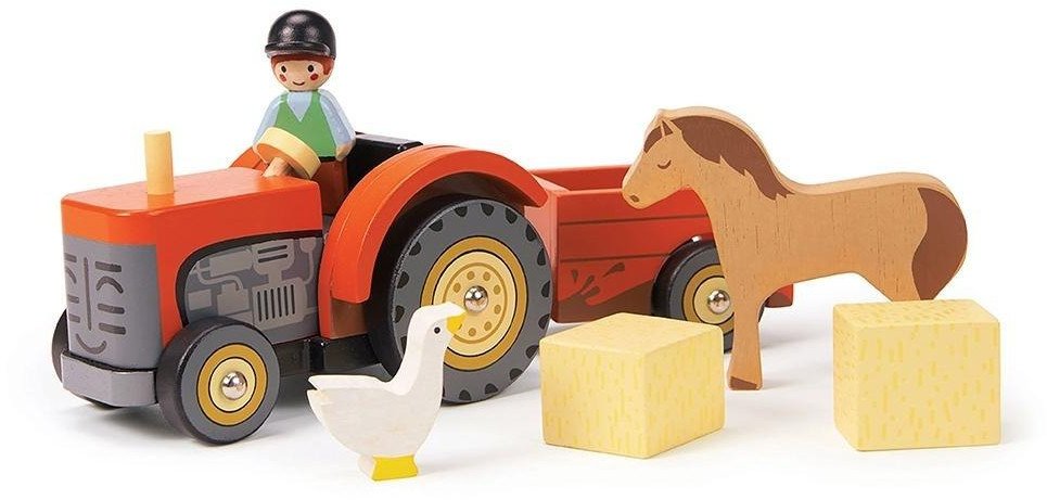 Traktor z przyczepą i akcesoriami drewniany EDUKAMP