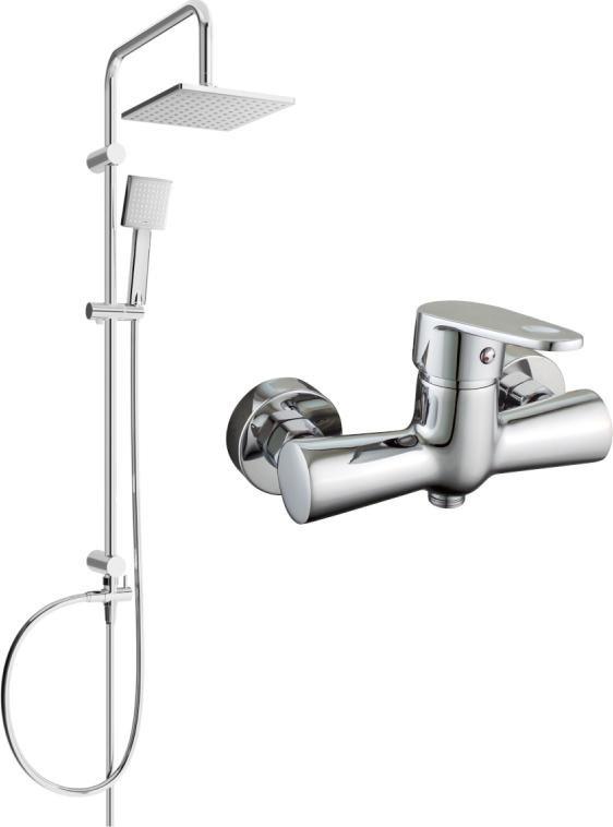 Zestaw prysznicowy Mexen Mexen Tord zestaw prysznicowy natynkowy z deszczownicą i baterią prysznicową Kama, chrom - 72540200-00