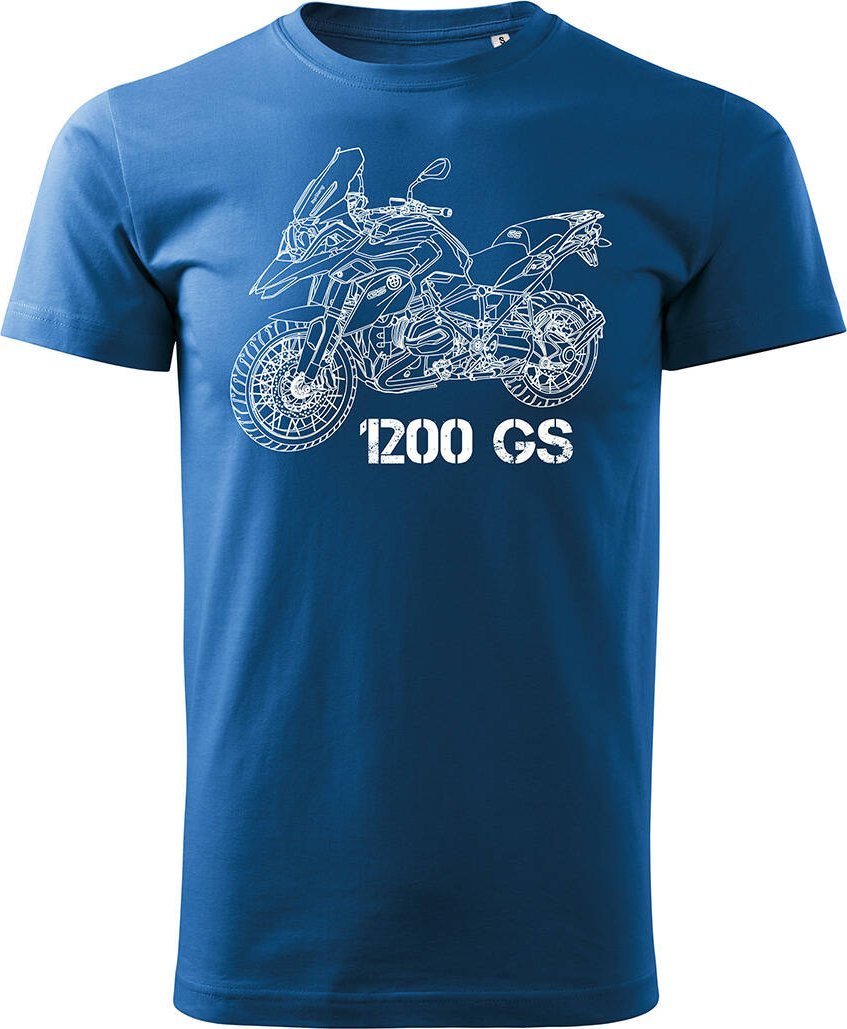 Topslang Koszulka motocyklowa z motocyklem na motor BMW GS 1200 męska niebieska REGULAR XXL