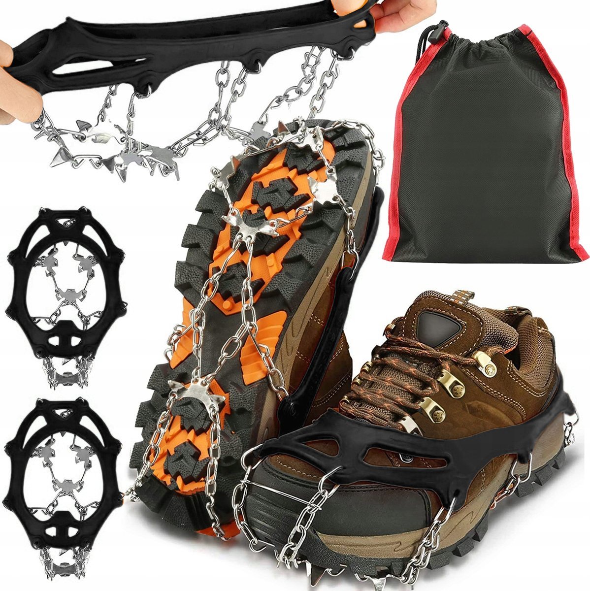 Heckermann Raki na buty Heckermann 8 kolców Czarne