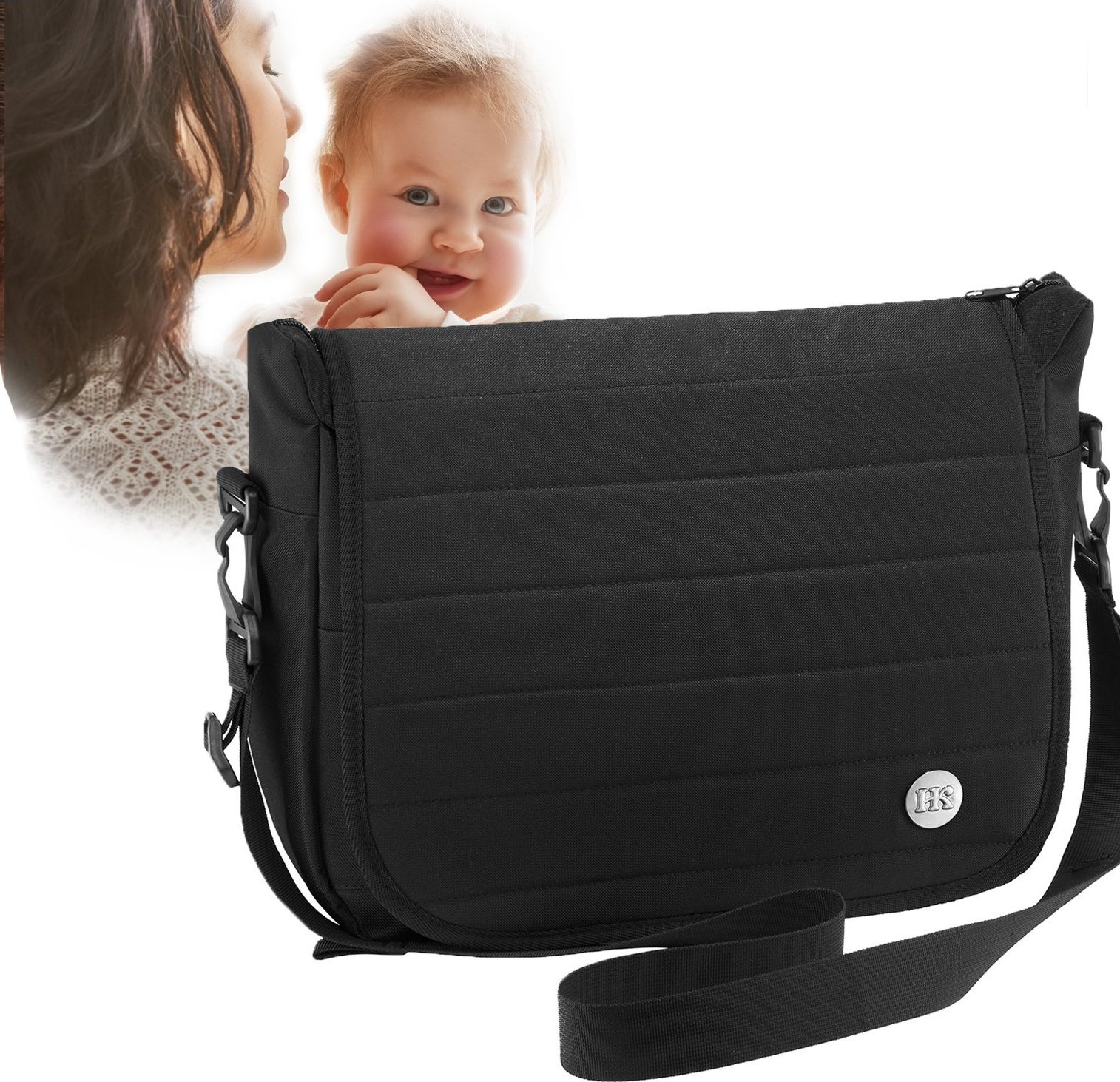Hilanke Torba do wózka dziecięcego organizer duża dla mamy taty uniwersalna czarna
