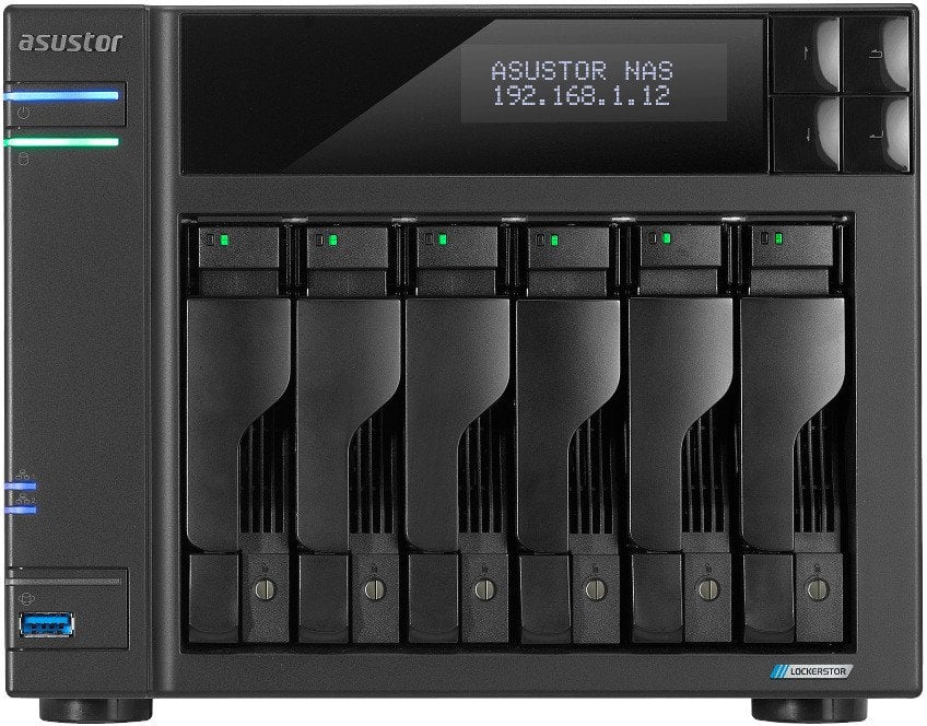 Serwer plików Asustor LOCKERSTOR 6 AS6706T 6-bay, Intel Celeron N5105 Czterordzeniowy 2.0GHz, 16GB RAM DDR4. 4x M.2 PCIe (NVMe), 2x 2.5 GbE. 2x USB 3.