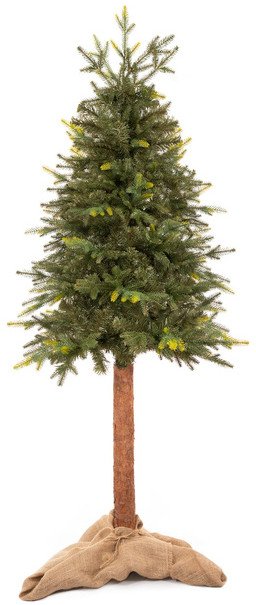 Choinka sztuczna na pniu 180 cm świerk naturalny ze stojakiem nowoczesny UNIWERSALNY