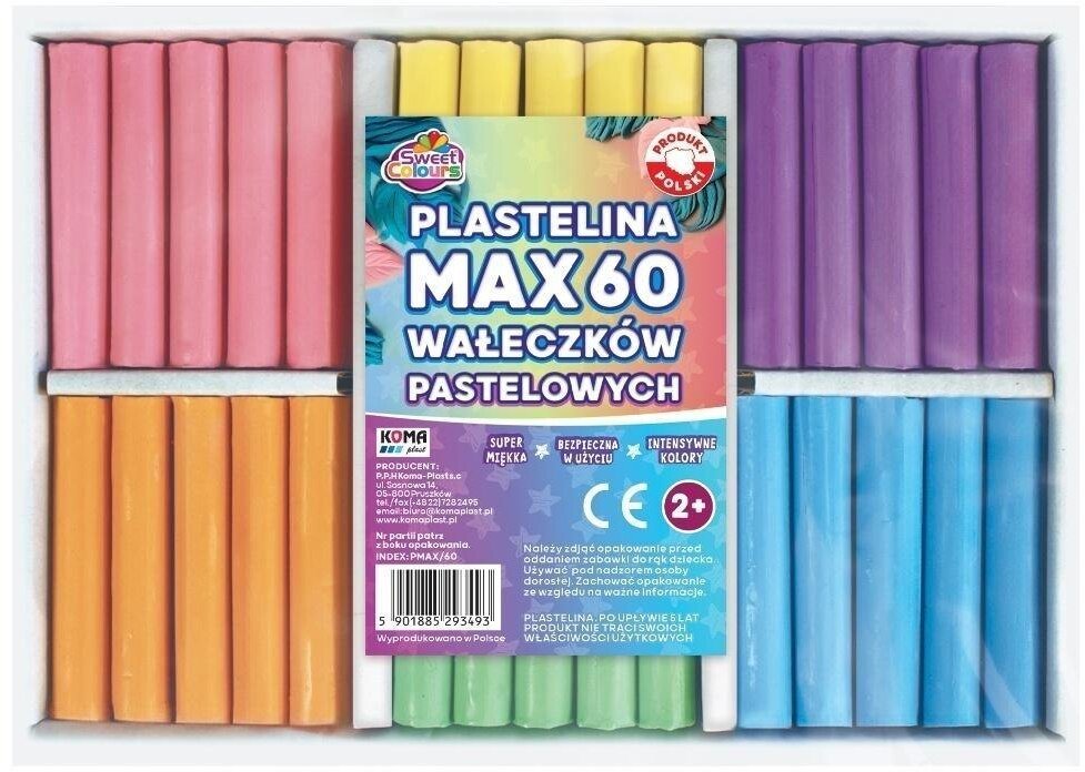 Plastelina MAX 60 wałeczków pastel