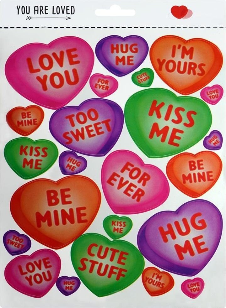 Naklejki serca z napisami
