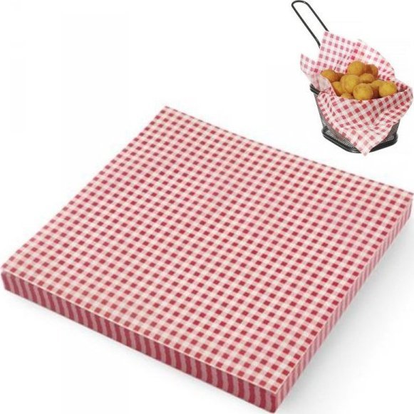 Hendi Papier pergaminowy do przekąsek frytek nadruk KRATKA 500 szt. 306x305 mm - Hendi 678176