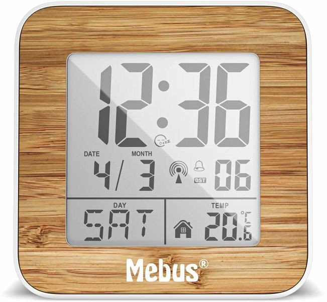 Mebus 27247 White/Wood Look Radio alarm clock digital