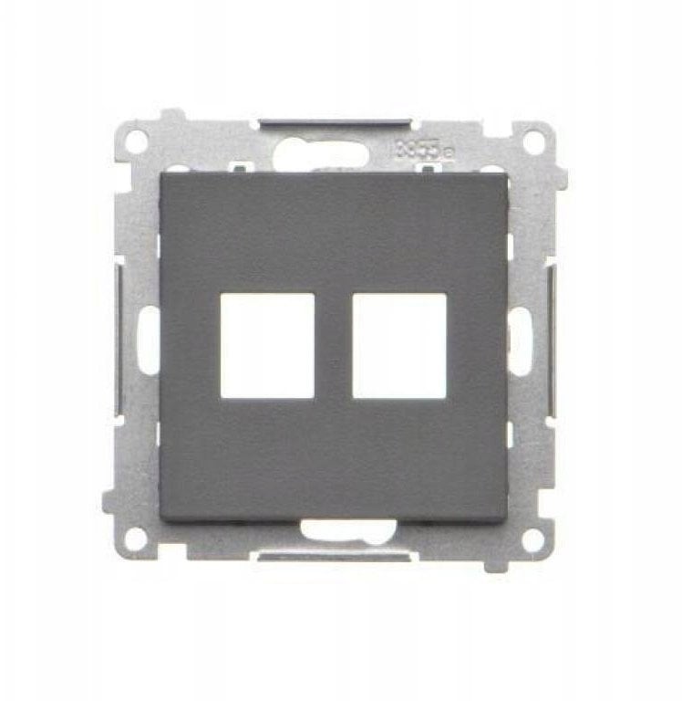 Kontakt-Simon Pokrywa gniazd teleinformatycznych na Keystone płaska podwójna (moduł) Grafitowy mat TKP2.01/116