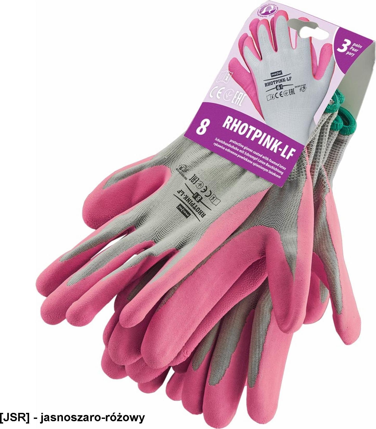 R.E.I.S. RHOTPINK-LF - Rękawice ochronne wykonane z poliestru (ścieg 13), powlekane spienionym lateksem 6