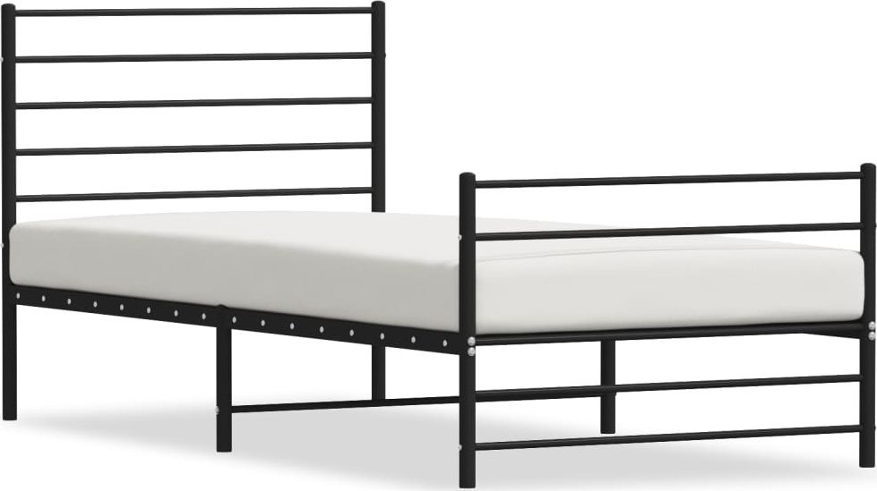 vidaXL vidaXL Metalowa rama łóżka z wezgłowiem i zanóżkiem, czarna, 107x203cm