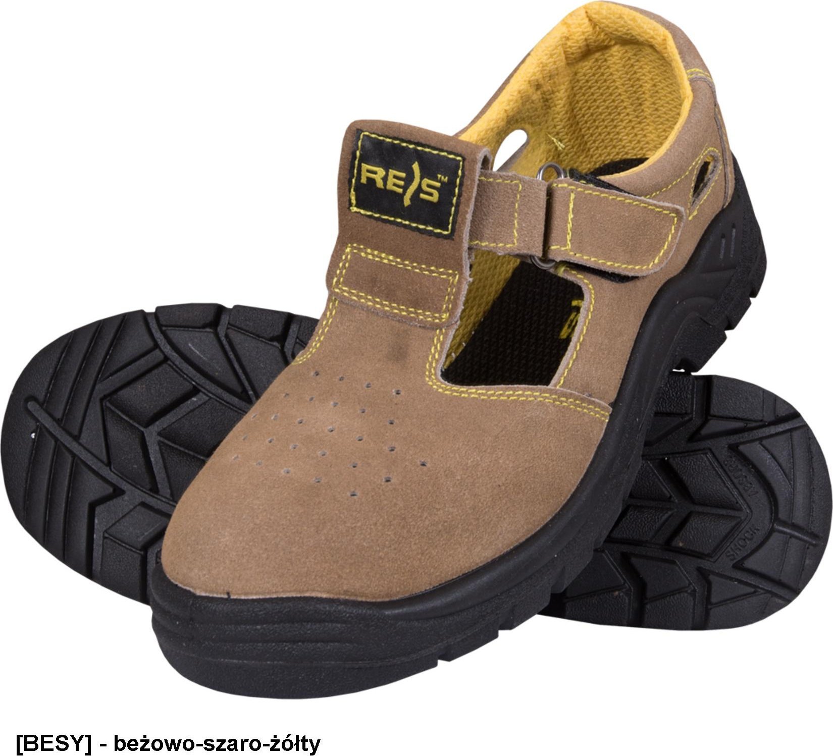 R.E.I.S. BRYESSUN-S-S1 sandały skóra zamsz, podnosek, podeszwa poliuretan antypoślizgowa benzynoodporna olejoodporna antyelektrostatyczna 43
