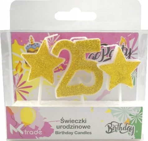 MK TRADE Świeczki urodzinowe MK TRADE brokat złote z gwiazdkami SH-588-25