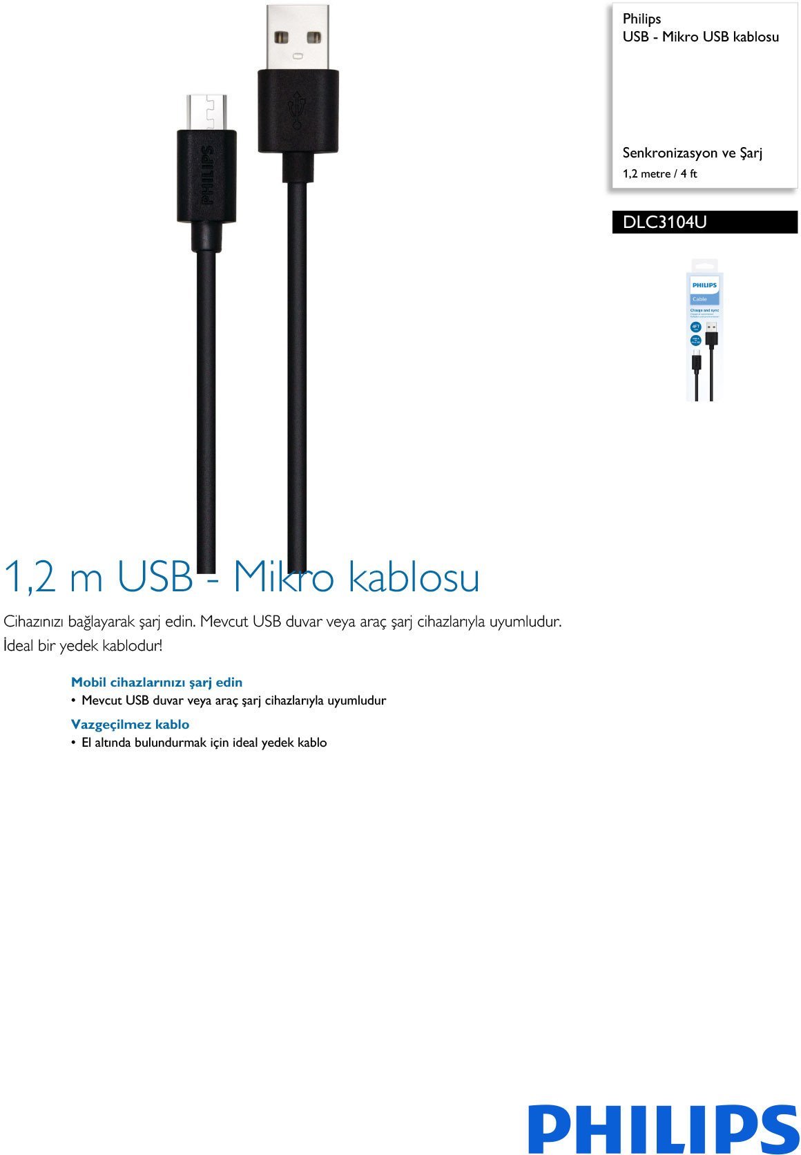 Kabel USB Eaton USB-A - microUSB 1.2 m Czarny (36823)