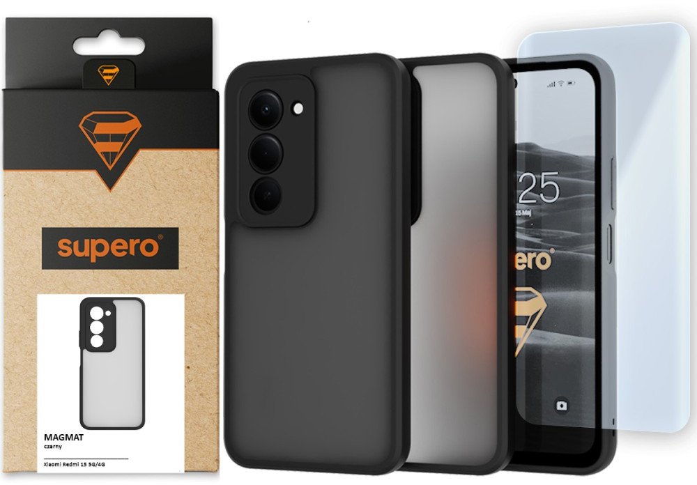 Etui matowe Supero Magmat do Xiaomi Redmi 15, czarne