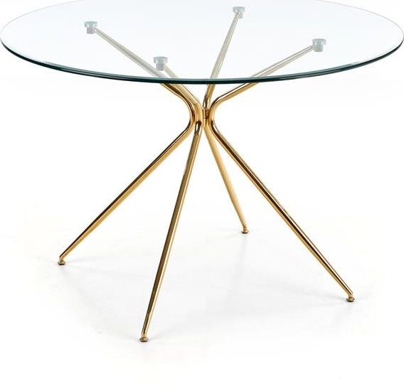 Halmar Stół RONDO 110x110 transparentny/złoty
