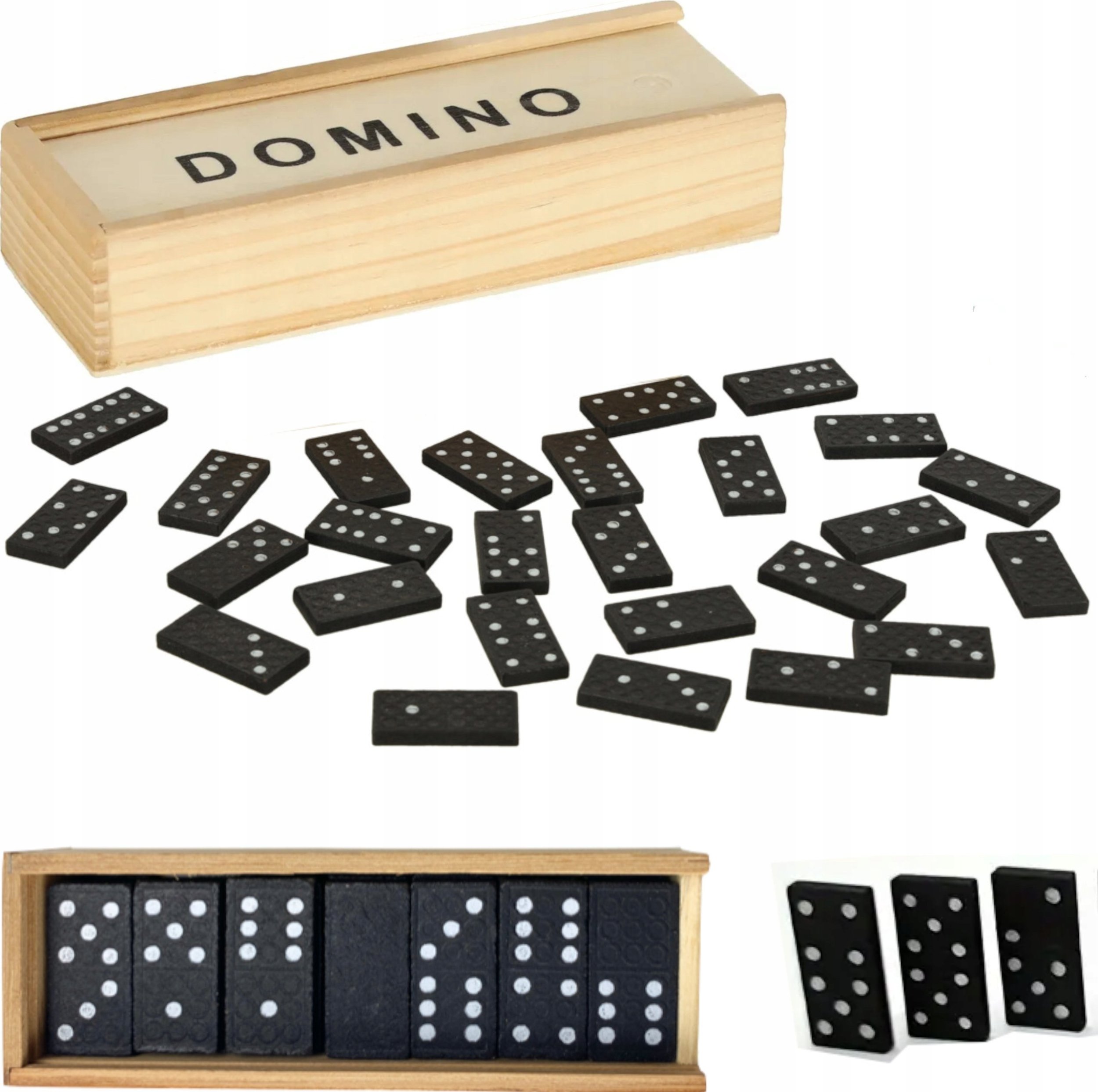 Gra domino rodzinna klasyczna 28 elementów drewniane pudełko 3896-5